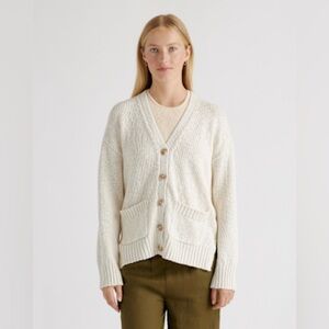 Quince Ivory Cotton Linen Relaxed Cardigan